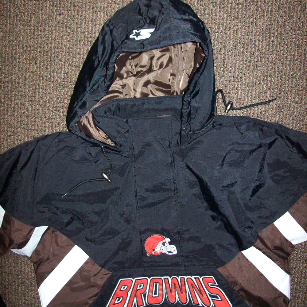 CLEVELAND BROWNS STARTER Half Zip Pull Over Jacket SMALL